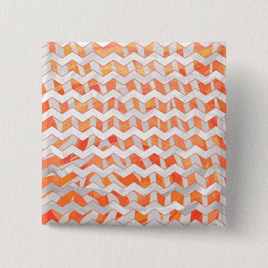 Zebra Zickzack Orange und Weiß Button (Vorderseite)