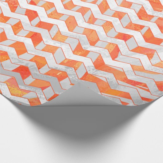 Zebra Zickzack Orange und Weiß Geschenkpapier (Ecke)