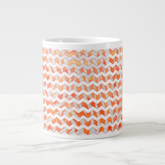 Zebra Zickzack Orange und Weiß Jumbo-Tasse (Vorderseite)