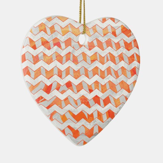 Zebra Zickzack Orange und Weiß Keramik Ornament (Rechts)