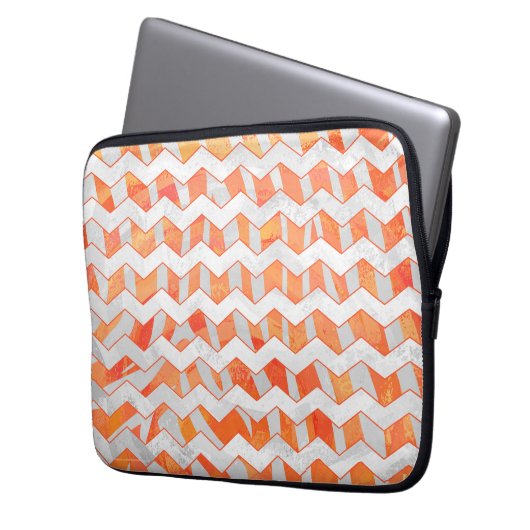 Zebra Zickzack Orange und Weiß Laptopschutzhülle (Vorderseite Links)