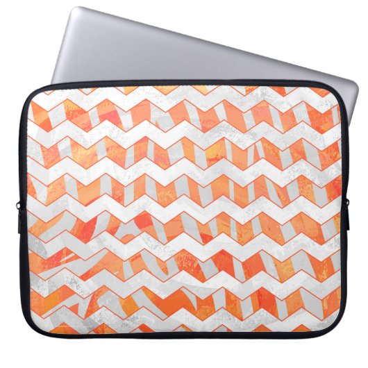 Zebra Zickzack Orange und Weiß Laptopschutzhülle (Vorderseite)