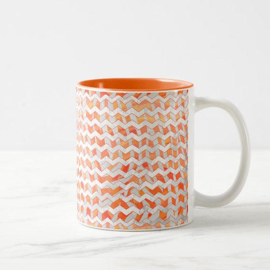 Zebra Zickzack Orange und Weiß Zweifarbige Tasse (Rechts)
