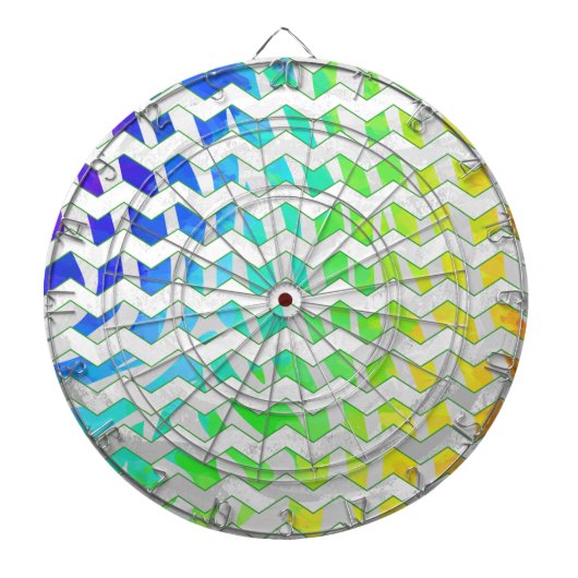 Zebra, Zickzack Regenbogen und Weißdruck Dartscheibe (vorne)
