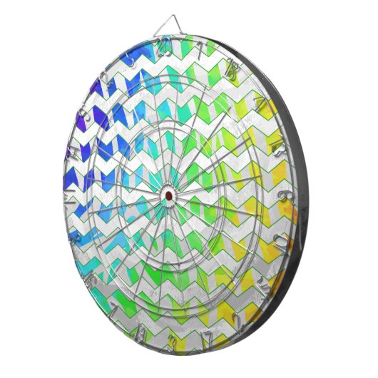 Zebra, Zickzack Regenbogen und Weißdruck Dartscheibe (Vorderseite rechts)