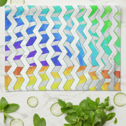 Zebra, Zickzack Regenbogen und Weißdruck Geschirrtuch (Gefaltet)