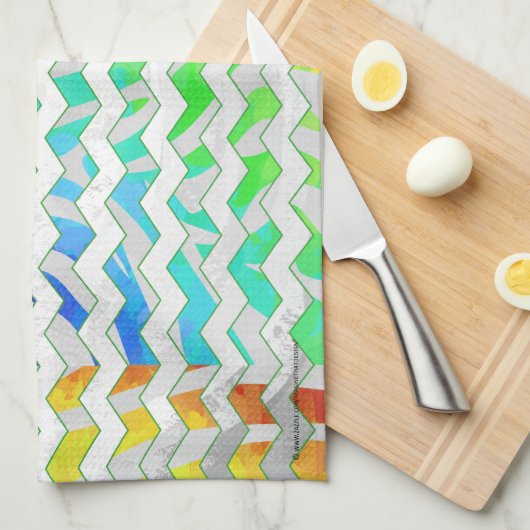 Zebra, Zickzack Regenbogen und Weißdruck Geschirrtuch (Viertel Falte)