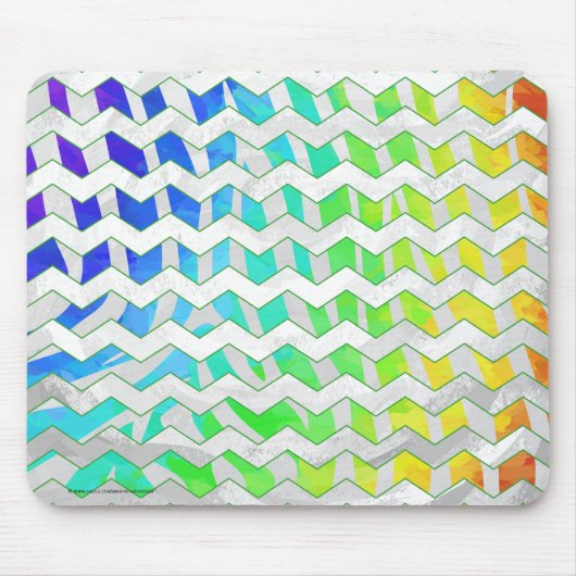 Zebra, Zickzack Regenbogen und Weißdruck Mousepad (Vorne)