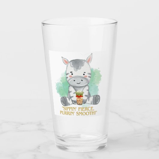Zebra Zitat Cartoon trinken Bobba Tee Glas (Vorderseite)