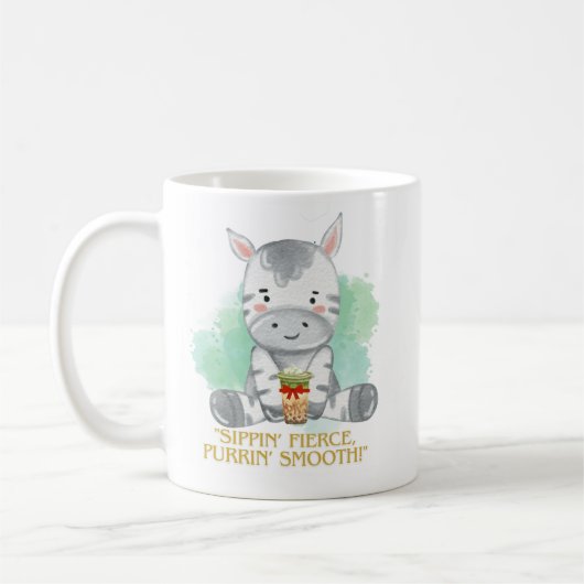 Zebra Zitat Cartoon trinken Bobba Tee Kaffeetasse (Links)