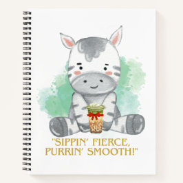 Zebra Zitat Cartoon trinken Bobba Tee Notizblock