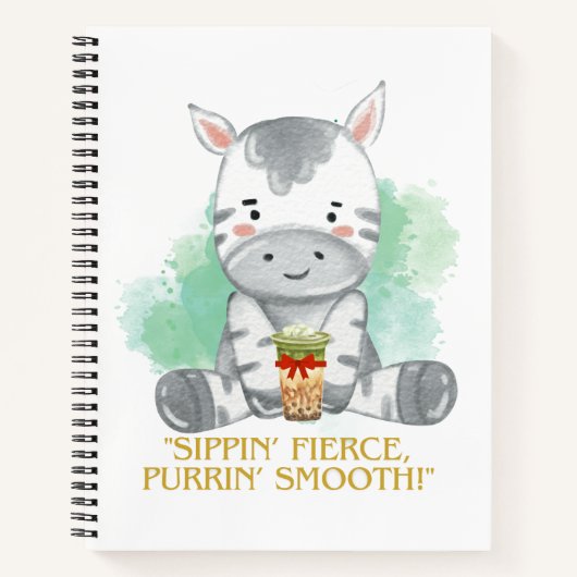 Zebra Zitat Cartoon trinken Bobba Tee Notizblock (Vorderseite)