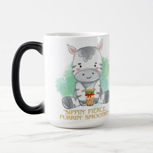 Zebra Zitat Cartoon trinken Bobba Tee Verwandlungstasse (Links)