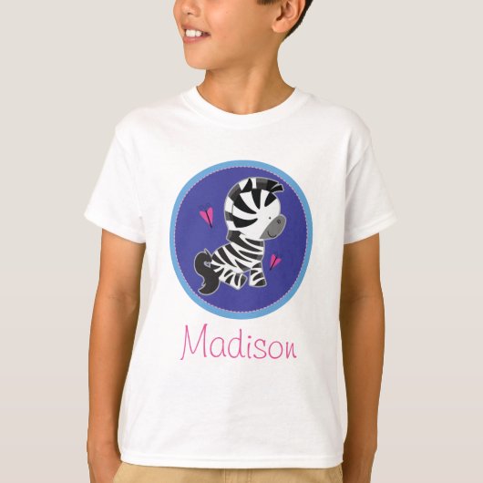 Zebra-Zoo-tierischer personalisierter KinderT - T-Shirt (Vorderseite)