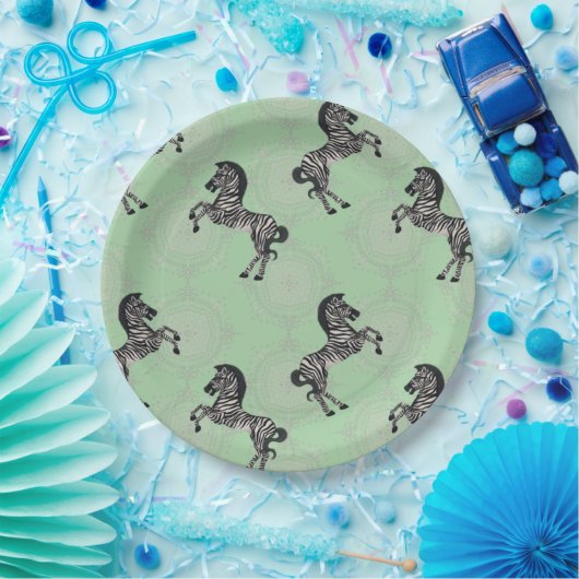 Zebra zur Sternexplosion mit Pale Green Pappteller (Party)
