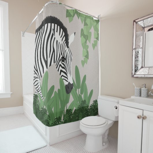 Zebra zwischen Blättern Duschvorhang (Beispiel)