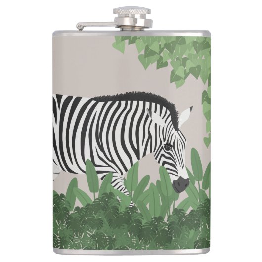 Zebra zwischen Blättern Flachmann (Vorderseite)