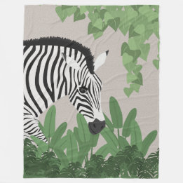 Zebra zwischen Blättern Fleecedecke