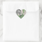 Zebra zwischen Blättern Herz-Aufkleber (Tasche)