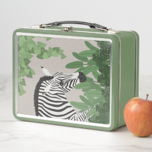 Zebra zwischen Blättern Metall Brotdose