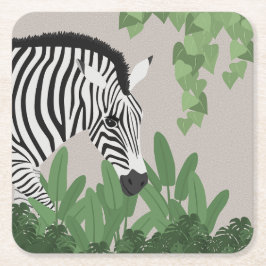 Zebra zwischen Blättern Rechteckiger Pappuntersetzer