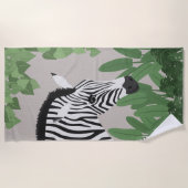 Zebra zwischen Blättern Strandtuch (Vorderseite)