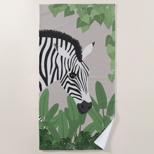 Zebra zwischen Blättern Strandtuch (Vorderseite)