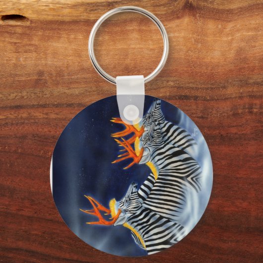 Zebradeer im Flug Schlüsselanhänger (Vorderseite)