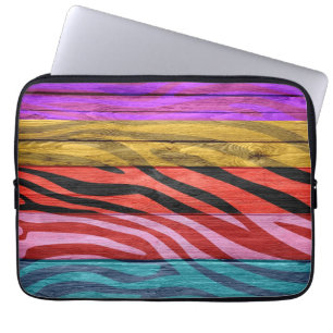 Zebradruck auf Holz #12 Laptopschutzhülle