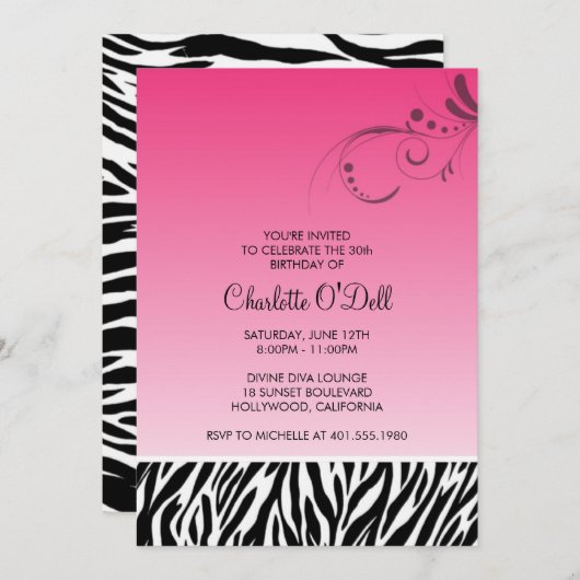 Zebradruck blüh einladung (Vorne/Hinten)