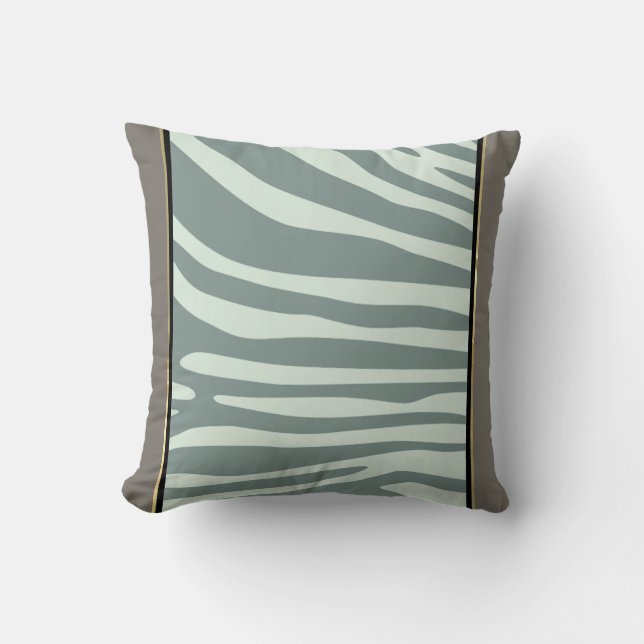 Zebradruck in Creme, Schwarz und Minzgrün Kissen (Vorderseite)