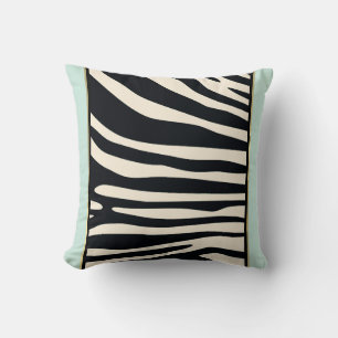 Zebradruck in Creme, Schwarz und Minzgrün Kissen