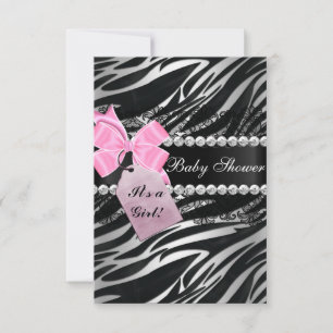 Zebradruck Mädchen Baby Shower Einladung