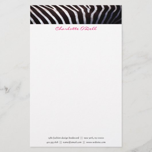 Zebradruck; Monogramm Briefpapier (Vorderseite)