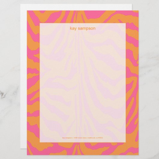 Zebradruck, Retrofarben Briefbogen (Vorne/Hinten)