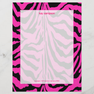 Zebradruck, Retrofarben Fuschia + Schwarz Briefkopf