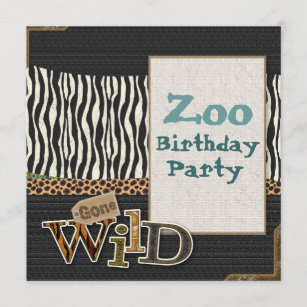 Zebradruck Safari-Zoo-Geburtstags-Party Einladung