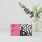 Zebradruck und rosa Visitenkarte (Stehend Vorderseite)