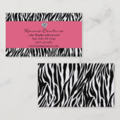 Zebradruckrosa mit geformtem Diamanten des Herzens Visitenkarte (Vorne/Hinten)