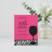 Zebradruckwein Geburtstag Einladung (Stehend Vorderseite)