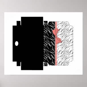 Zebrafell schwarz weiß Tiger Leder Streifen pink Poster