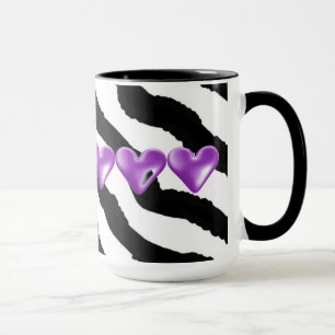 Zebrafelldruck mit Herzen Tasse