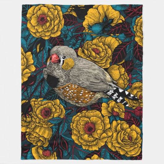 Zebrafinch und Rose Fleecedecke (Vorderseite)