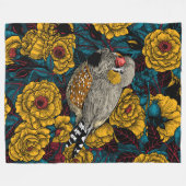 Zebrafinch und Rose Fleecedecke (Vorderseite (Horizontal))