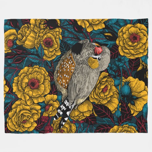 Zebrafinch und Rose Fleecedecke (Vorderseite (Horizontal))