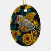 Zebrafinch und Rose Keramik Ornament (Hinten)