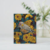 Zebrafinch und Rose Postkarte (Stehend Vorderseite)