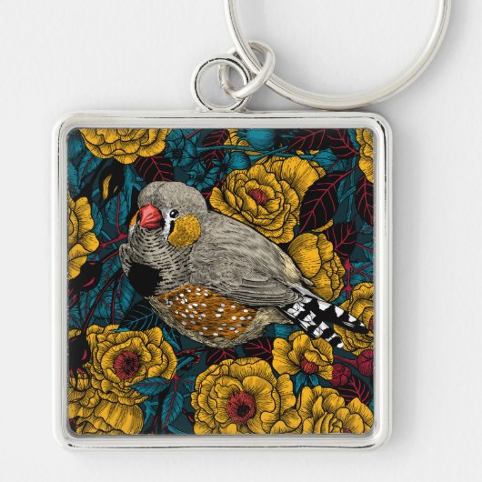 Zebrafinch und Rose Schlüsselanhänger (Vorne)