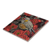 Zebrafinch und rote Rose Fliese (Seite)
