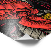 Zebrafinch und rote Rose Fotodruck (Ecke)